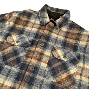 RDI Men's XL Plaid Flannel Button Up‎ Shirt Blue Tan Long Sleeve